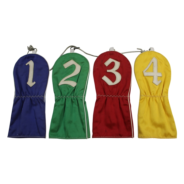Set of Four (4) Unused Vintage Headcovers with Leather Numbers