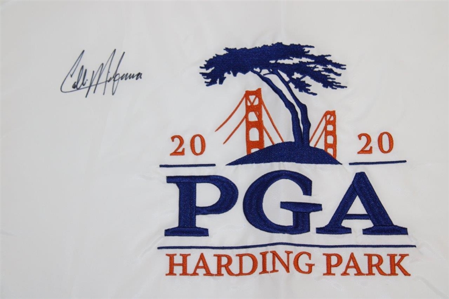 Collin Morikawa Signed 2020 PGA at Harding Park White Embroidered Flag JSA #WIT19983