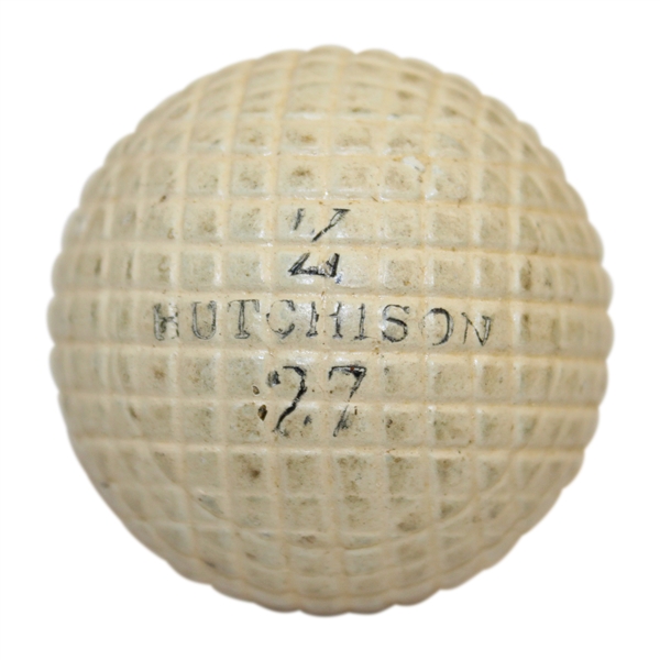 Circa 1890's Z Hutchison 27 Golf Ball Line Cut Gutty Golf Ball - Size 27 - Roberto Collection