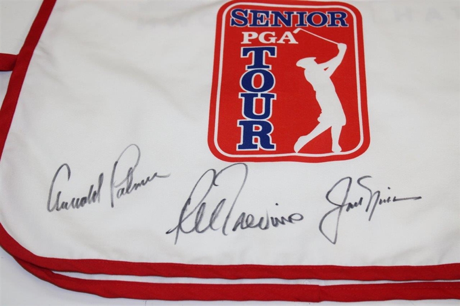 Palmer, Nicklaus & Trevino Signed Lee Trevino Senior Tour Caddy Bib with Badges & Yardage Books - Ralph Hackett Collection