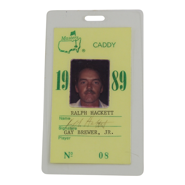 Past Champion Gay Brewer 1989 Masters Tournament Caddy Badge - Ralph Hackett Collection