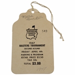 1947 Masters Tournament Friday Ticket Jimmy Demaret Winner #549