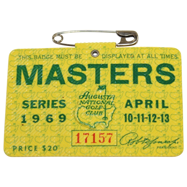 1969 Masters Tournament Series Badge #17157 George Archer Winner