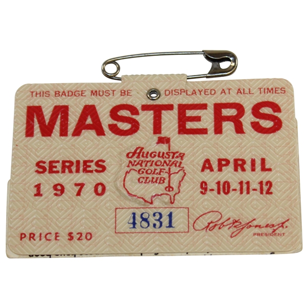 1970 Masters Tournament Series Badge #4831 Billy Casper Winner