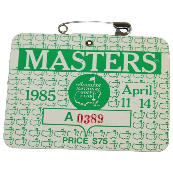 1985 Masters Tournament Series Badge #0389 Bernhard Langer Winner