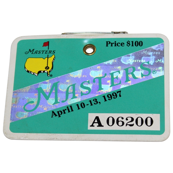 1997 Masters Tournament Series Badge #A06200 Tiger Woods Winner