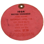 Arnold Palmer Signed 1964 Masters Tournament Saturday Ticket JSA ALOA
