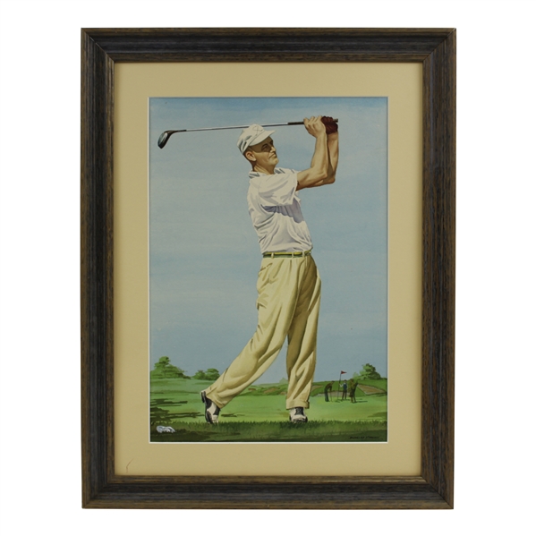 Circa 1950s Watercolor & Gauche Painting Signed by Artist Douglas Brown - Framed