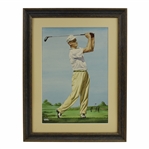 Circa 1950's Watercolor & Gauche Painting Signed by Artist Douglas Brown - Framed
