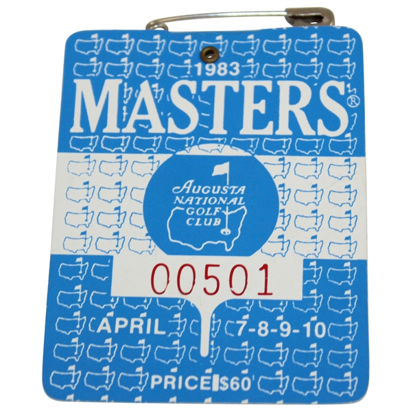 1983 Masters Tournament Series Badge #00501 Seve Ballesteros Winner 