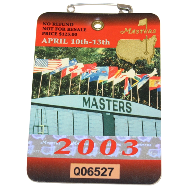 2003 Masters Tournament Series Badge #Q06527 Mike Weir Winner
