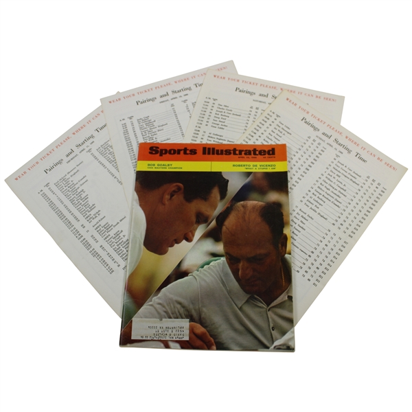 1968 Masters Tournament Sports Illustrated with All Four Round Pairing Sheets - Thurs, Fri, Sat & Sun. 