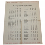 1948 Masters Tournament Sunday Pairing Sheet