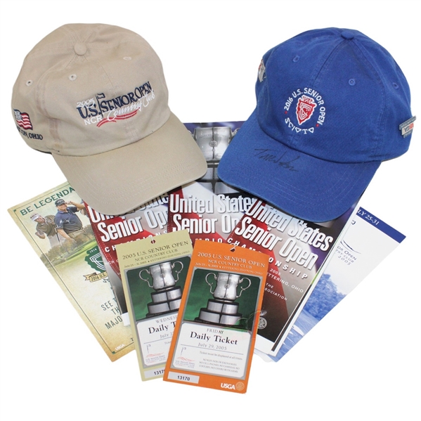 Tom Watson Signed US Senior Open with Tickets/Guides/Hat JSA ALOA