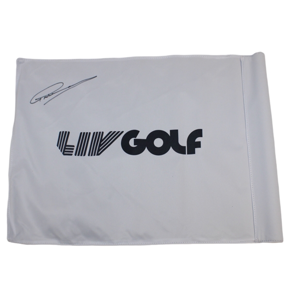 Greg Norman Signed White LIV Golf '18' Flag JSA ALOA
