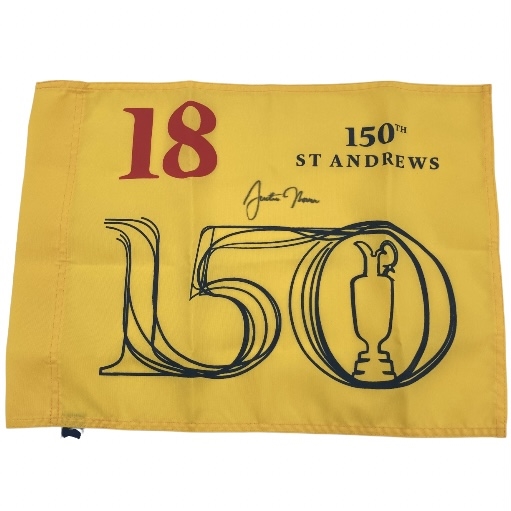 Justin Thomas Signed 2022 Open Championship at St Andrews Flag - 150th