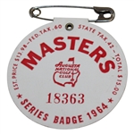 1964 Masters Tournament SERIES Badge #18363 - Arnold Palmer Winner