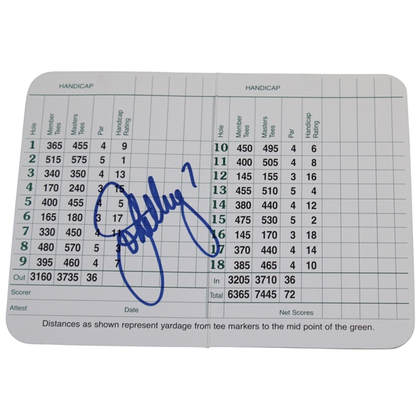 John Elway Signed Augusta National Golf Club Scorecard JSA ALOA