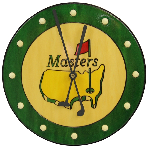 Classic Masters Emerald Green with Soft Yellow Logo Circular Wooden Clock