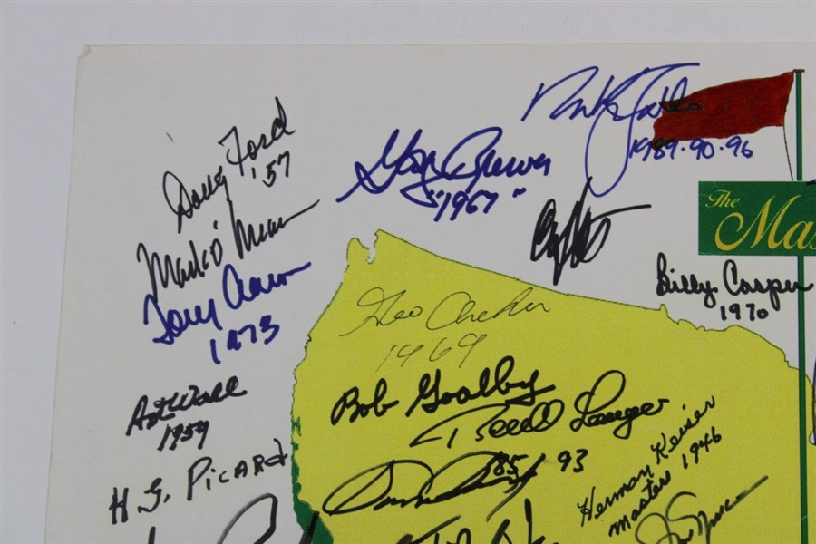 Masters Champs Signed 'The Masters' Logo Broadside with 29 Total Champs! JSA ALOA