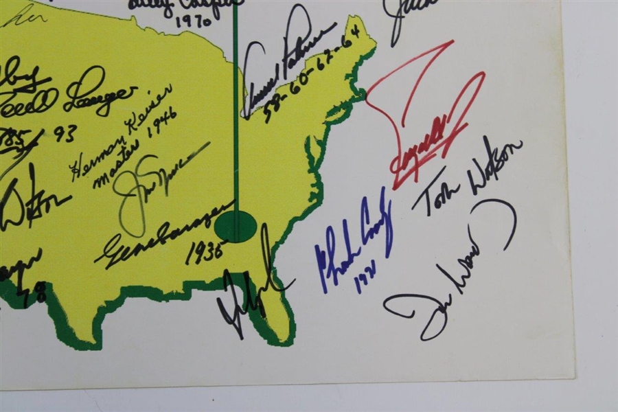 Masters Champs Signed 'The Masters' Logo Broadside with 29 Total Champs! JSA ALOA