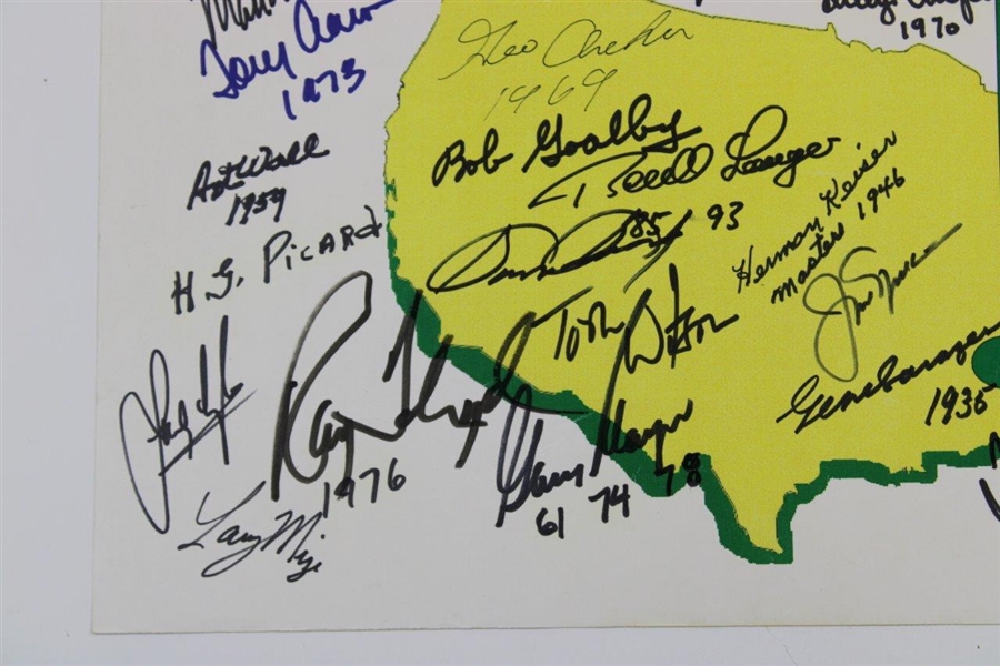 Masters Champs Signed 'The Masters' Logo Broadside with 29 Total Champs! JSA ALOA