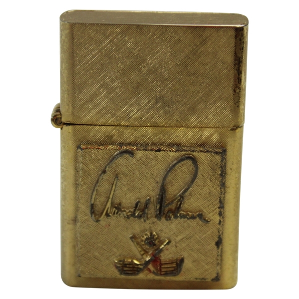 Arnold Palmer 'Signature' 14K Gold Plated Florentine Lighter with Crossed Clubs