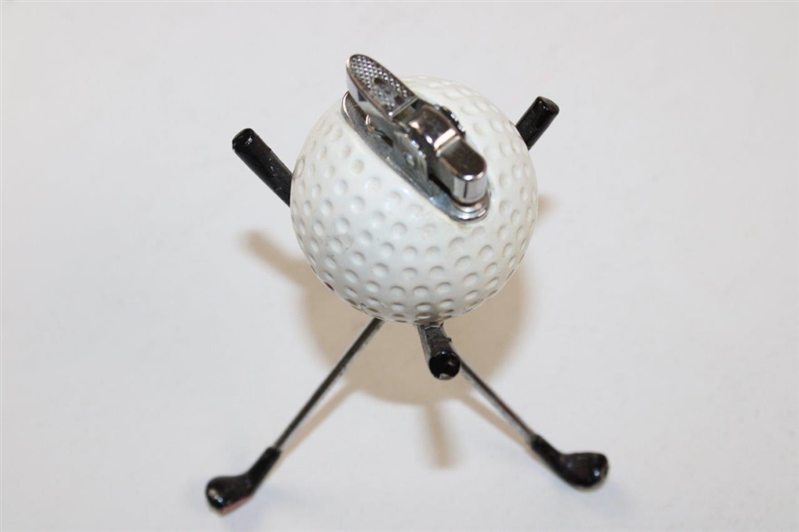 Vintage Ceramic Dimple Ball Lighter on Tripod of Crossed Clubs