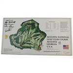 Palmer, Picard, Snead, Sarazen, Middlecoff Signed Augusta National Course Map by JP Izatt JSA ALOA