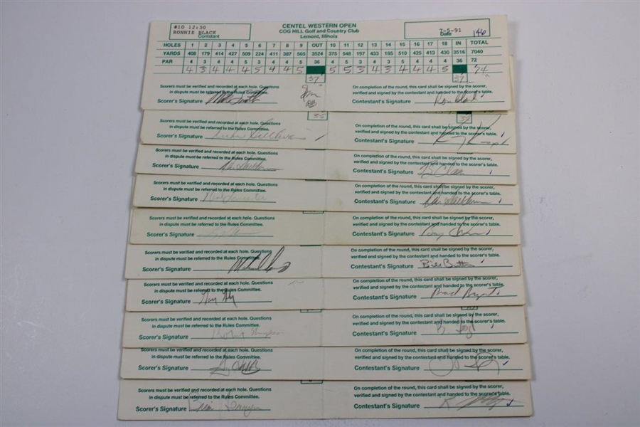 10-1991 Centel Western Open Scorecards At Cog Hill. JSA ALOA