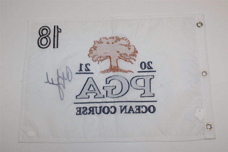 Phil Mickelson Signed 2021 PGA at Kiawah Embroidered White Flag JSA ALOA