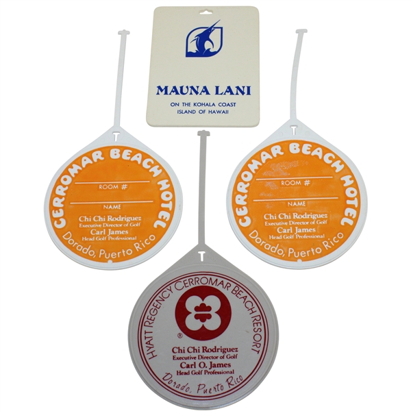 Chi-Chi Rodriguezs Personal Group of Four (3) Bag Tags - Mauna Lani, Cerromar Beach (x2), & Dorado