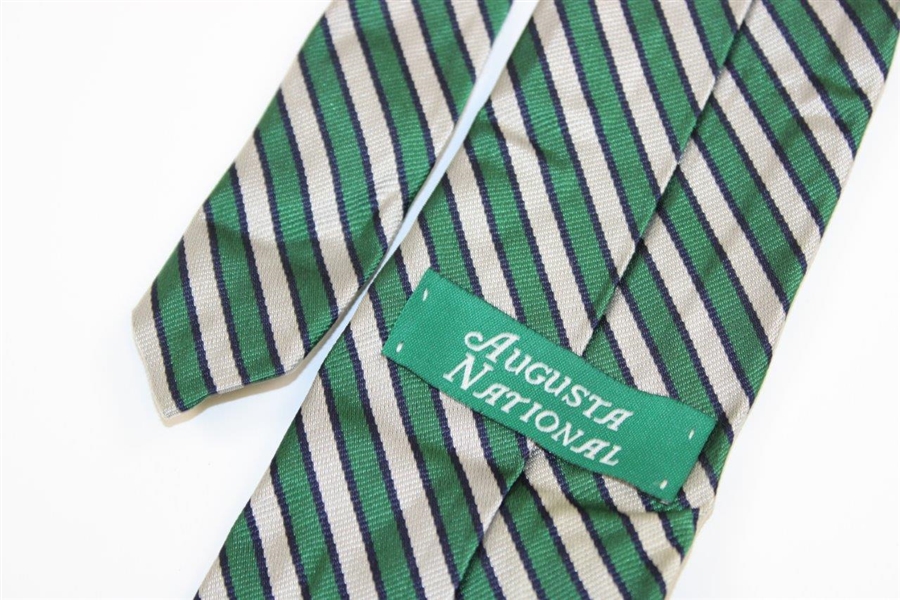 Augusta National Golf Club Masters Logo Green & White with Blue Striped Necktie - Used
