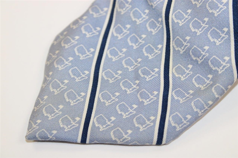Augusta National Golf Club White Logo on Lt Blue with Navy Striped Necktie - Used