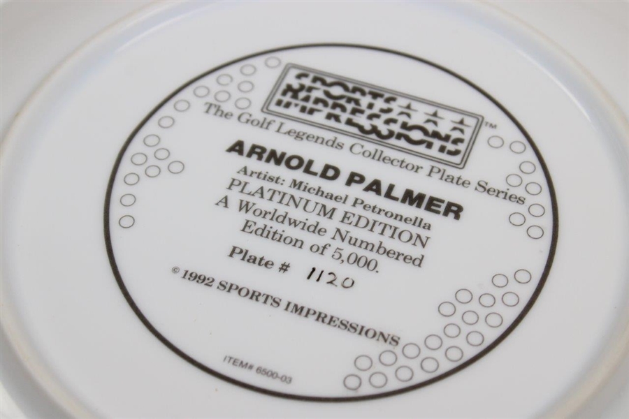 1992 Sports Impressions Arnold Palmer Platinum Ltd Ed Numbered Plate #1120/5000