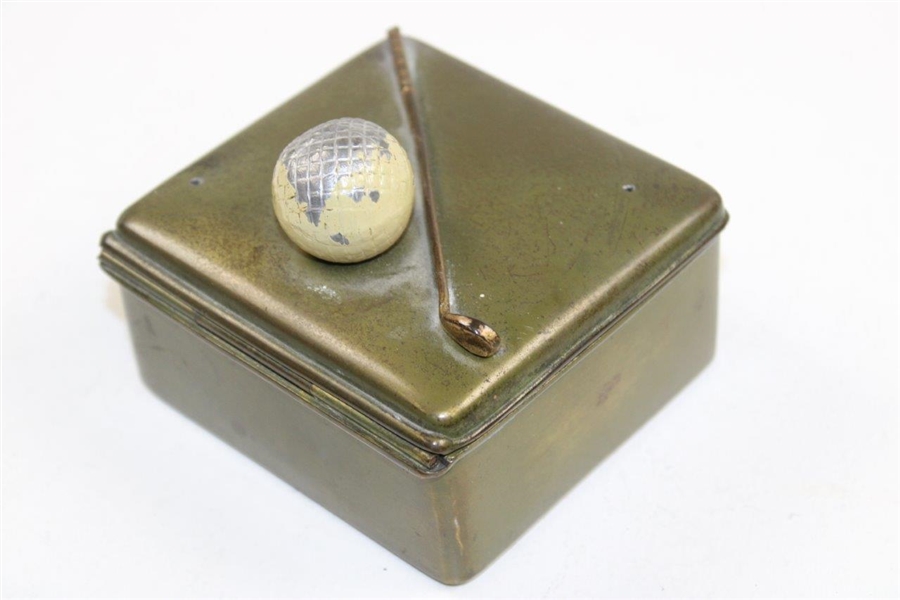 Vintage Golf Club with Hand Cut Gutty Golf Ball Themed Green Keepsake Box - J.B.
