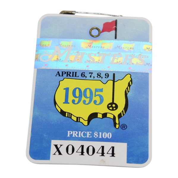 1995 Masters Tournament SERIES Badge #X04044 - Tiger Master Debut & Ben Crenshaw Winner