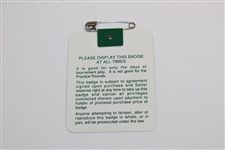 1991 Masters Tournament SERIES Badge #X03602 - Ian Woosnam Winner