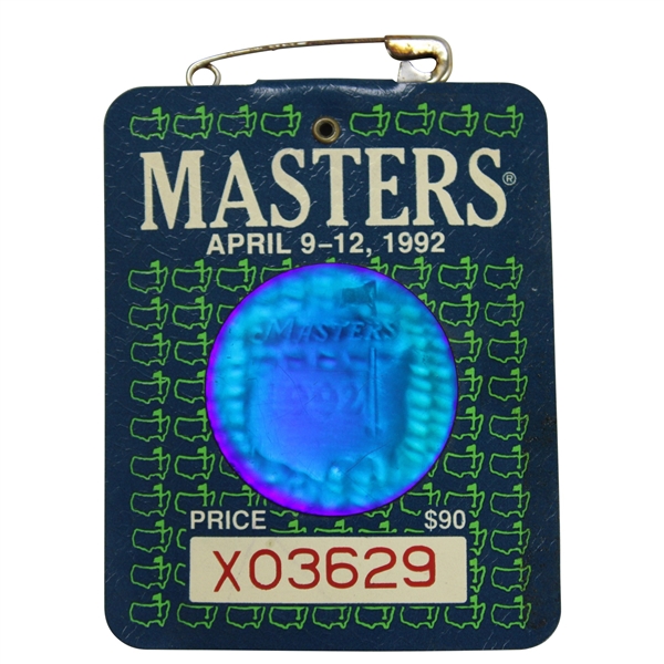 1992 Masters Tournament SERIES Badge #X03629 - Fred Couples Winner