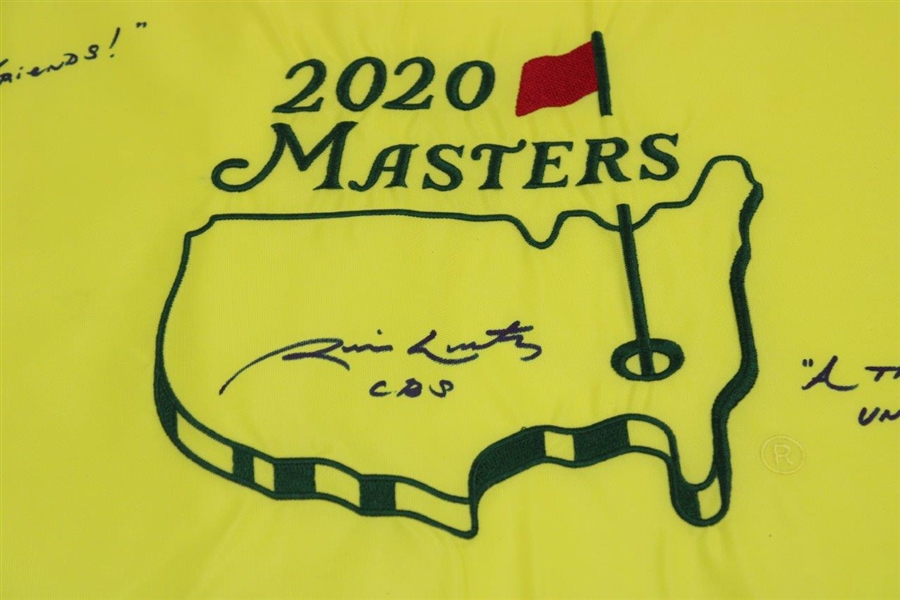 Jim Nantz Signed Masters Flag w/'Hello Friends/CBS/A Tradition Unlike Any Other' JSA ALOA