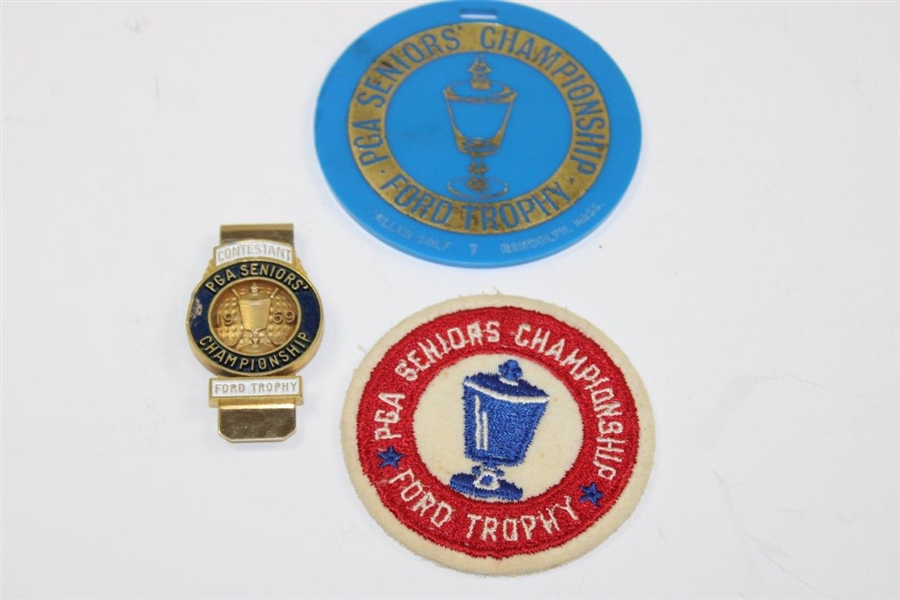 1969 Pga Seniors Championship Lot With Patch, Bag Tag And Contestant Money Clip