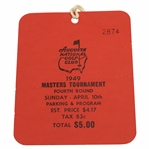 1949 Masters Tournament Fourth Round Sunday Ticket #2874 - Sam Snead Winner