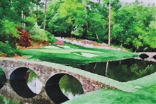 Augusta National Amen Corner Hogan Bridge Signed By Artist Water Color Print
