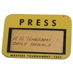 1952 Masters Tournament Press Badge - H.A. Tenerani - Daily Herald