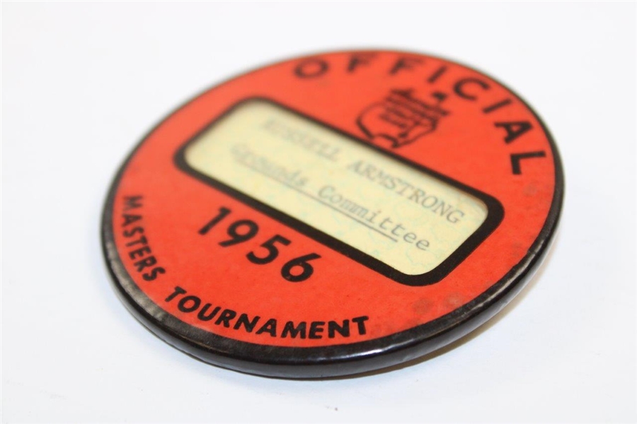 1956 Masters Tournament Official Badge - Russell Armstrong - Grounds Committee