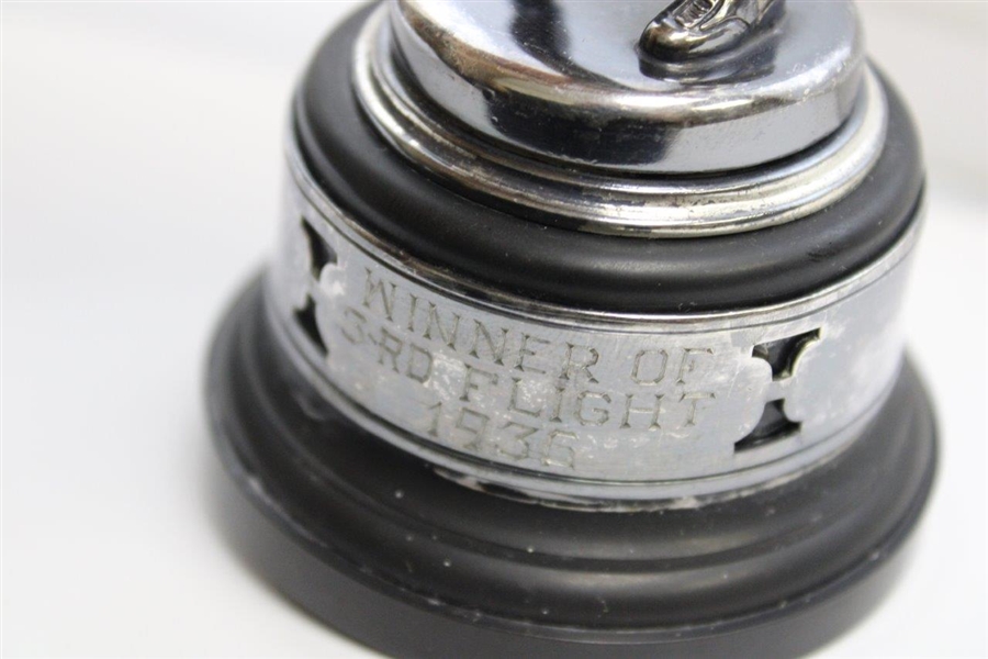 1936 Silver Plated Golfer on Plinthe w/Engraved Silver Band - Winner of 3rd Flight