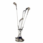 Sterling Silver Pin Stand w/Cross Clubs, 3 Sterling Silver Golf Balls, & 5 Sterling Silver Hat Pins