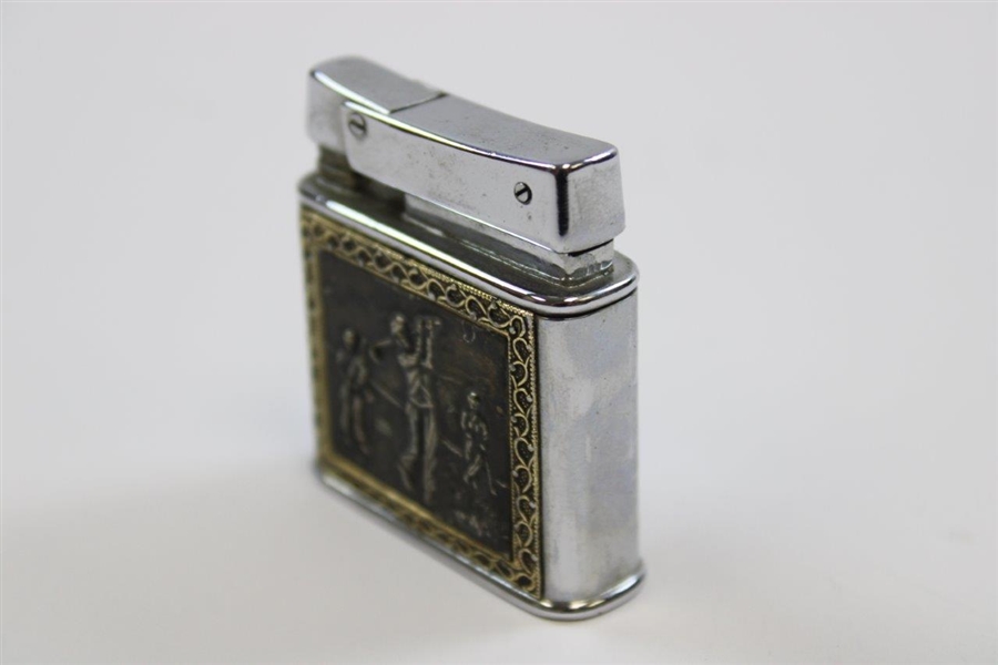 Vintage Brass Golf Bag with Clubs Themed Lighter