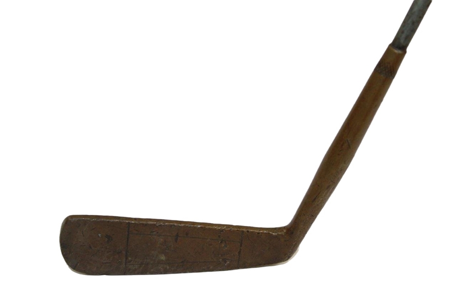 W.E. Carness 33 Brass Putter with Unique Wood Grip