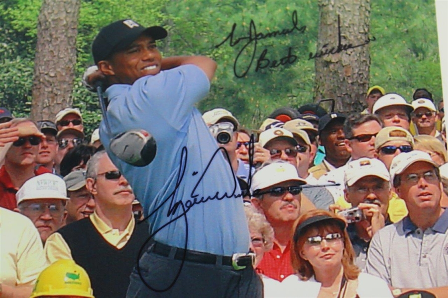 Tiger Woods Signed Original Post Swing During Masters Practice Rd Photo JSA ALOA